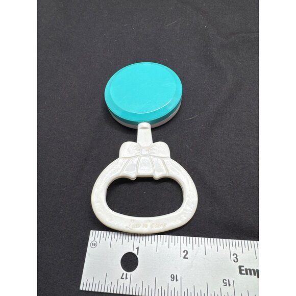 Vintage Luv N Care Baby Rattle With Bear & Giraffe Design White & Teal Plastic - Picture 7 of 7
